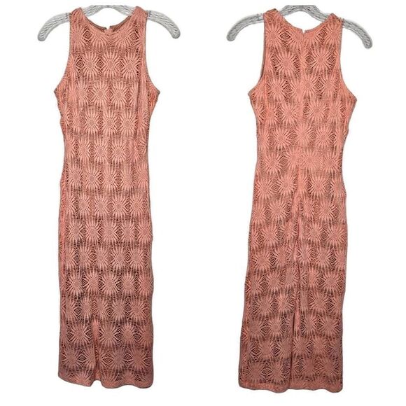 Alexia Admor Lace Overlay Peach Pink Sleeveless Midi Dress Size Small - Picture 1 of 10